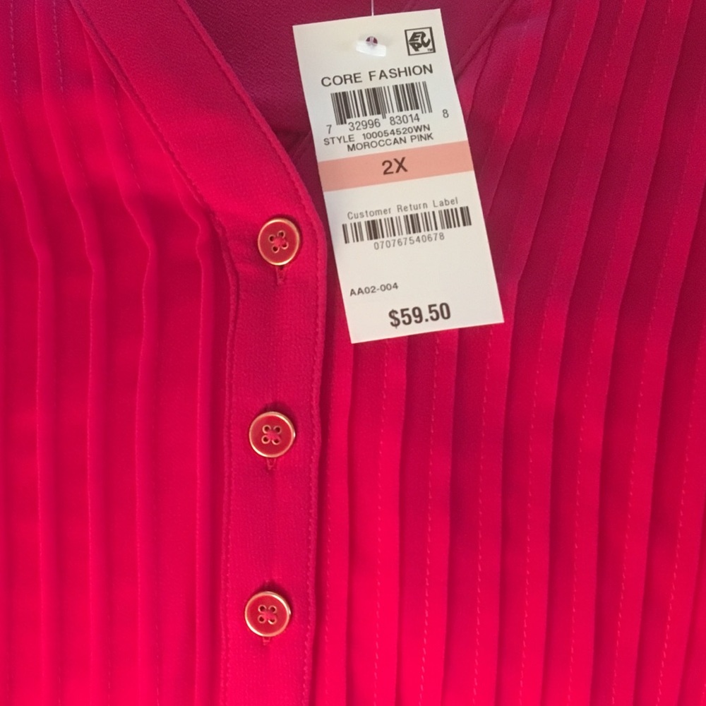 Plus Size Pleated Pintuck Top in Moroccan Pink - Picture 5 of 7